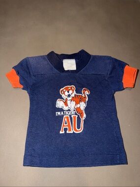 VINTAGE Baby Toddler Kids Navy & Orange Tiger AU Auburn Football Graphic Tee